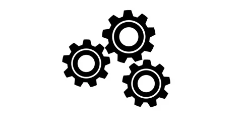 Three animation black interlocking gears on a white background cogwheels me.. Stock Footage 321854609