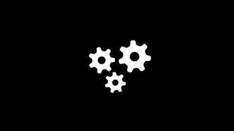 Three animation white gears meshed together on a black background cogwheels.. Stock Footage 321996811