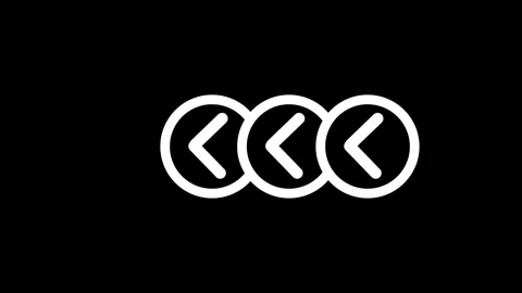 Three animation white left arrows inside circles in a row on a black backgr.. Stock Footage 321854580