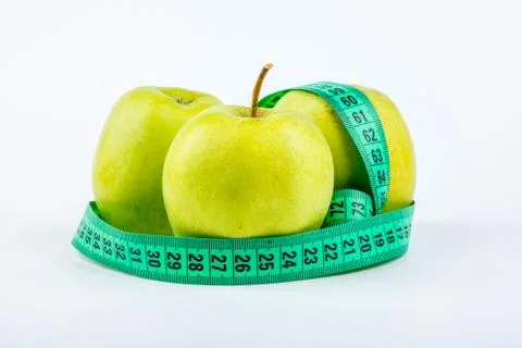 Three apples and meter Stock Photos