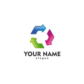 Three Arrow Recycle Logo Hexagon Stock Illustration