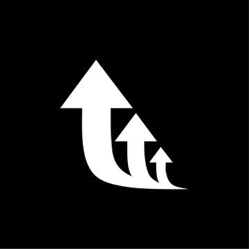 Three Arrow Sign Direction One way. Flat Road Direction Black Background Vect Illustrazione stock