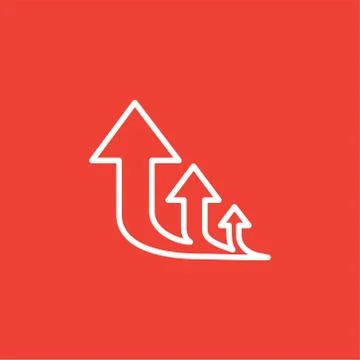 Three Arrow Sign Direction One way. Flat Line Road Direction Red Vector Stock Illustration