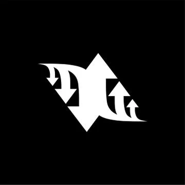 Three Arrow Sign Direction Two way. Flat Road Direction Black Background Vector Stock Illustration