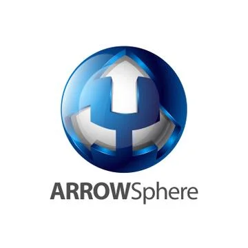 Three arrow sphere logo concept design. Symbol graphic template element Stock Illustration