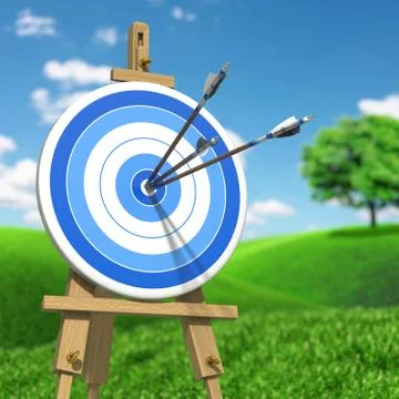 Three arrows on an archery target Stock Illustration