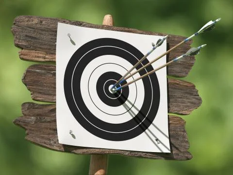 Three arrows on an archery target Stock Illustration