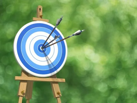 Three arrows on an archery target Stock Illustration