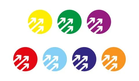 Three arrows in a circle. Color set of elements. Stock Illustration