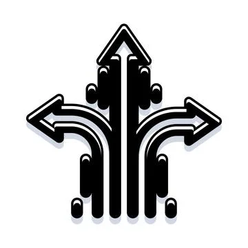 Three arrows diverging offering multiple path choices Stock Illustration