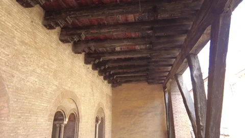 The three arrows at the entrance of Corte Isolani, Bologna Stock Footage 173096352