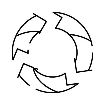 Three arrows forming a circular continuous process cycle Illustrazione stock