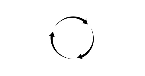 Three arrows forming a circular rotation symbol on a transparent background. Ref Vídeos de archivo 332420012