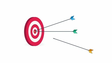 Three arrows hit dart target in sequencedartboards Video stock 344845494