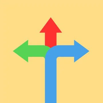 Three arrows pointing in different directions. Choose the way concept. Vector Stock-Illustration