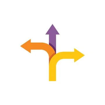 Three arrows pointing in different directions choosing path concept Stock Illustration