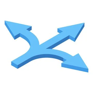 Three arrows pointing in different directions symbolizing choices and decisio Stock Illustration