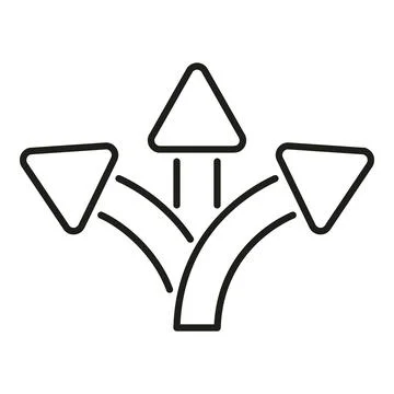 Three arrows pointing different directions line art icon Stock Illustration