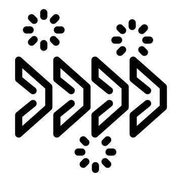 Three arrows pointing right with loading circles representing data processing Stock Illustration