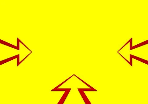 Three arrows with red stroke on a yellow background scrapbooking Stock Illustration
