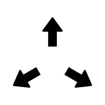 Three arrows show three different ways icon. Stock Illustration