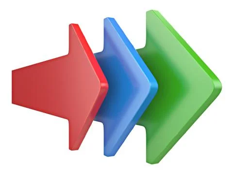 Three arrows showing same directions 3D Stock Illustration