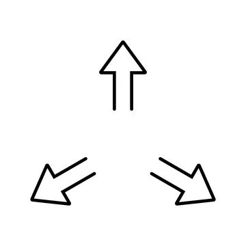 Three arrows shows three different ways. Linear icon. Stock Illustration