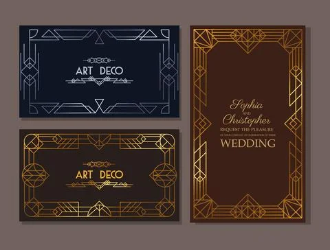 Three art deco frames Stock Illustration