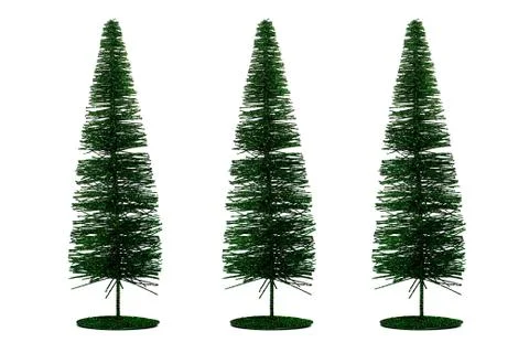 Three Artificial Christmas trees isolated on white background Stock Photos