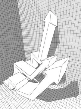 Three ascending or rising arrows  in business diagram Stock Illustration