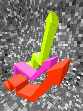 Three ascending or rising arrows  in business diagram Stock Illustration
