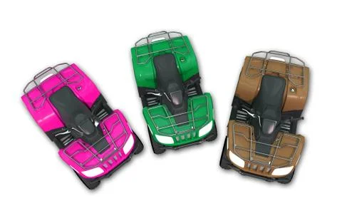 Three atv bikes isolated on white background. Stock Illustration