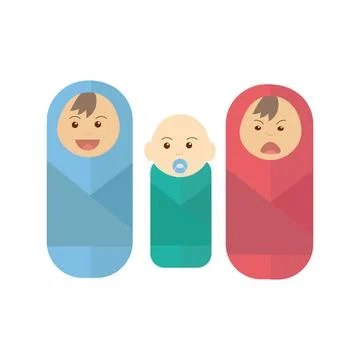 Three babies in diapers on white background for web design Stock Illustration