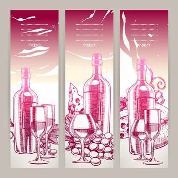 Three backgrounds with wine Stock-Illustration