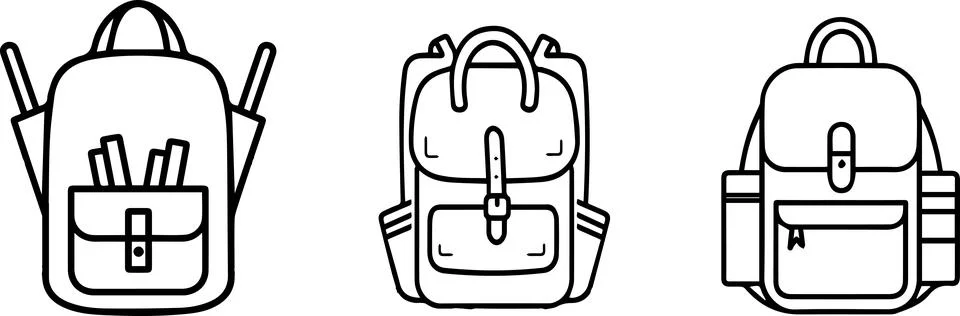 Three backpacks with different designs Stock Illustration