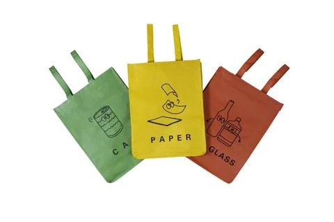 Three bags for separate garbage collection. Stock Photos
