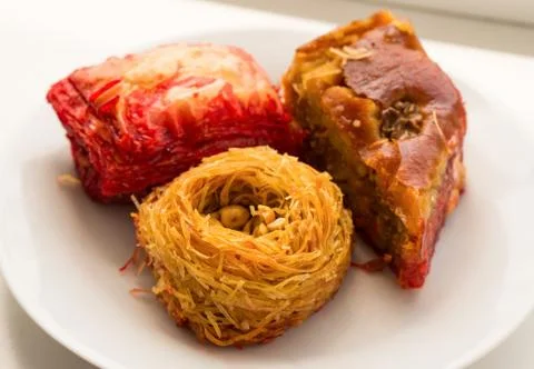 Three baklava pieces Stock Photos