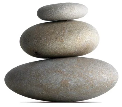 Three balanced pebbles on a white background with clipping path Stock Photos