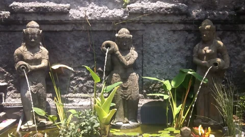 Three Bali fountain Stock Footage 35289737