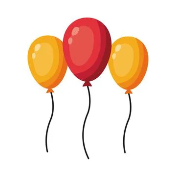 Three balloon helium floating Stock Illustration