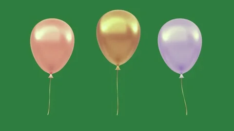 Three balloons on a green background and screen green screen animated Stock-Footage 335122375