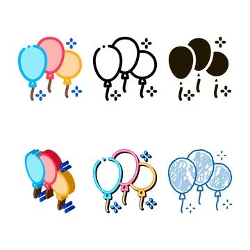 Three balloons icon concepts vector outline 库存插图