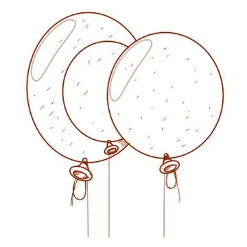 Three balloons outline drawing. イラスト素材