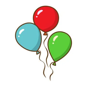 Three balloons, red, blue and green Stock Illustration
