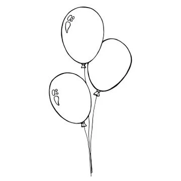 Three balloons on a string. Hand drawn Illustrazione stock