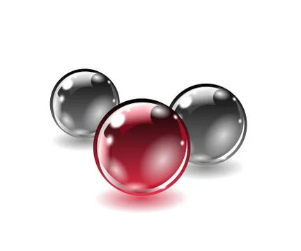 Three balls of different colors on a white background. Stock Illustration