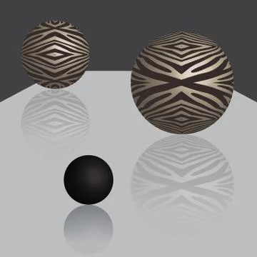Three balls on glossy surface Illustrazione stock