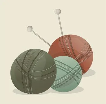Three balls of multi-colored threads for knitting and knitting Stock Illustration