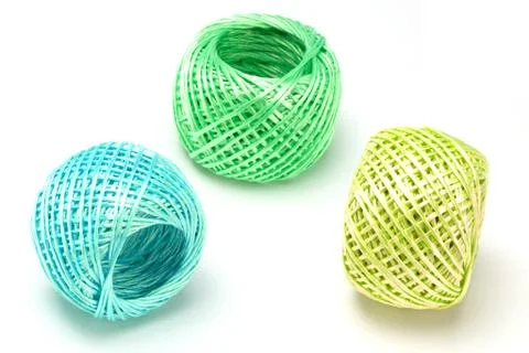 Three balls of nylon string Foto stock