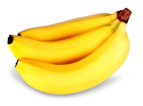 Three bananas in a bunch, isolated Stock Photos